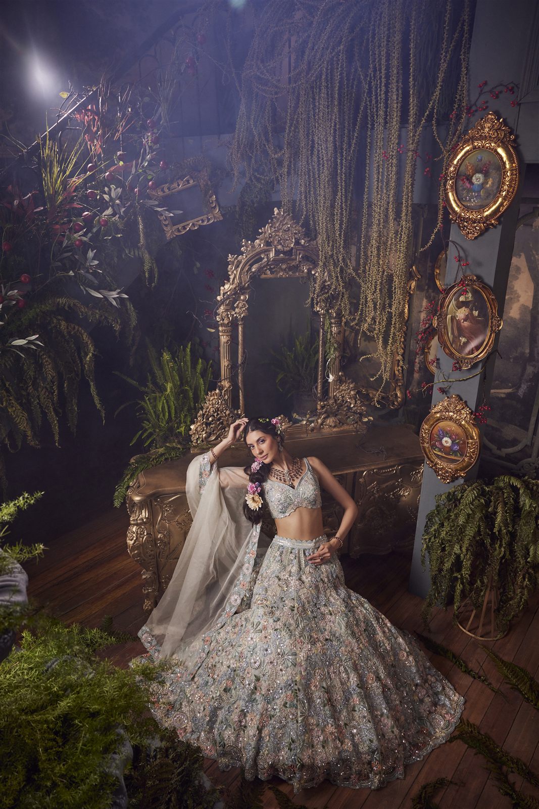 Noor Embroidered Lehenga — Ice Blue & Silver Embroidered Lehenga by Charmie Galaiya
